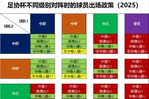 朱艺发足协杯不同级别对阵球员出场政策：中甲及以上对阵可上外援