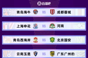 1/4决赛对阵：申花vs河南 海牛vs蓉城 西海岸vs国安 玉昆vs广州豹